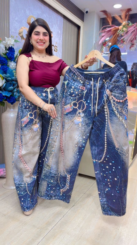BEAUTIFUL PREMIUM DESIGNER DENIM JEANS BOTTOM GGR5524 Girls Glitters