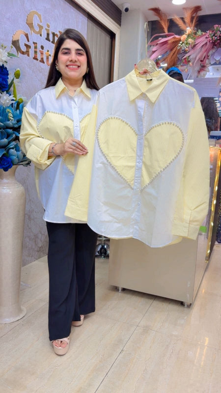 BEAUTIFUL LONG SLEEVE SHIRT HEART PRINT GGR5526 Girls Glitters
