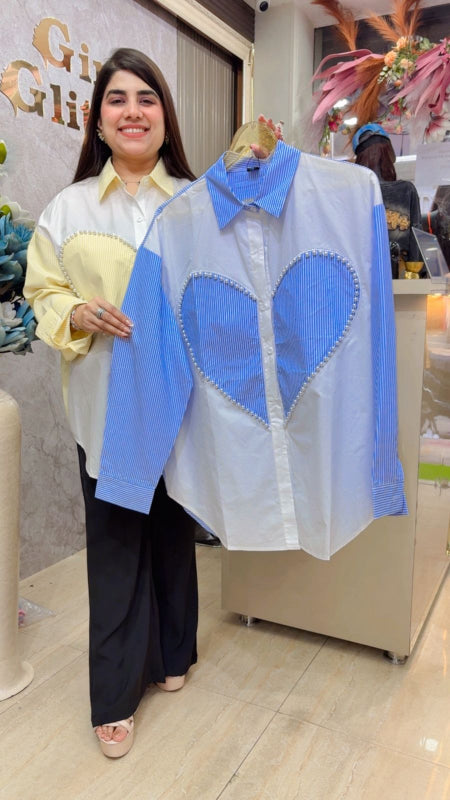 BEAUTIFUL LONG SLEEVE SHIRT HEART PRINT GGR5526 Girls Glitters