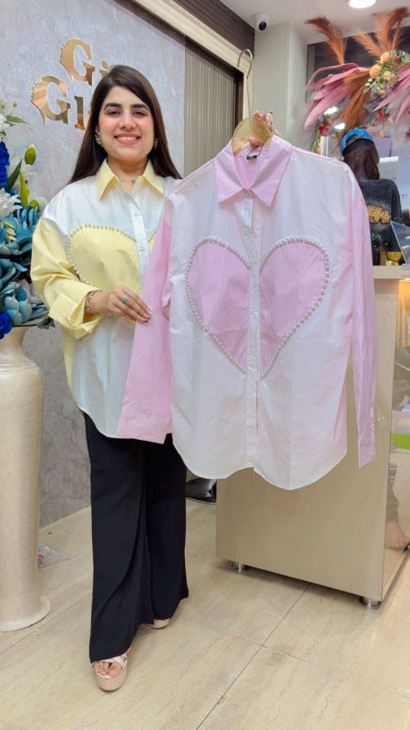 BEAUTIFUL LONG SLEEVE SHIRT HEART PRINT GGR5526 Girls Glitters
