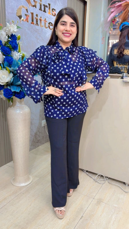 BEAUTIFUL SHIFFON POLKA TOP Girls Glitters