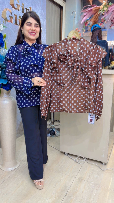 BEAUTIFUL SHIFFON POLKA TOP Girls Glitters