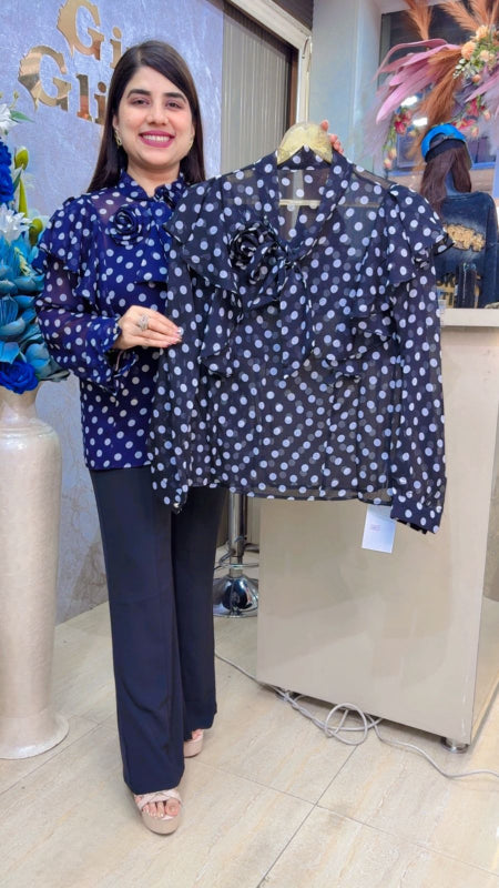 BEAUTIFUL SHIFFON POLKA TOP Girls Glitters