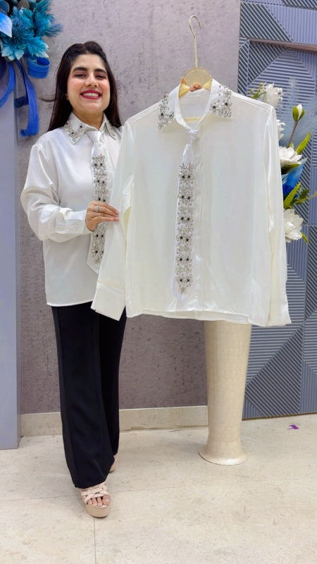 PREMIUM SHIRT WITH BEAUTIFUL TIE GGR5557 Girls Glitters