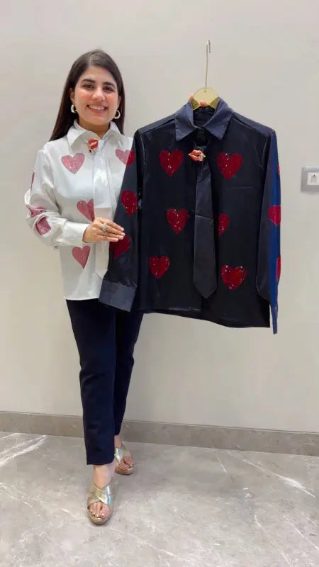 BEAUTIFUL PREMIUM SHIRT HEART DESIGNER GGR5575 Girls Glitters