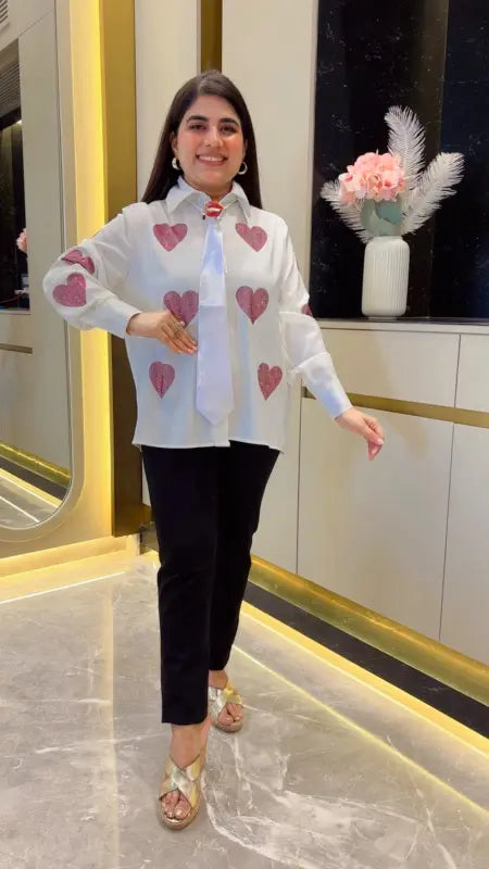 BEAUTIFUL PREMIUM SHIRT HEART DESIGNER GGR5575 Girls Glitters
