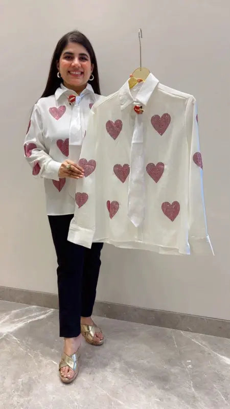 BEAUTIFUL PREMIUM SHIRT HEART DESIGNER GGR5575 Girls Glitters