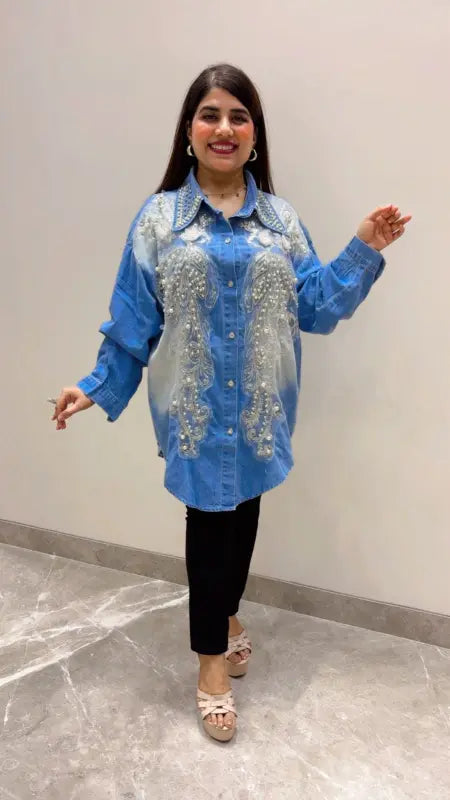 BEAUTIFUL PREMIUM DENIM SHIRT GGR5585 Girls Glitters
