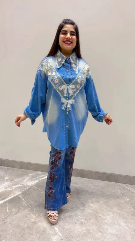 BEAUTIFUL PREMIUM DENIM SHIRT GGR5600 Girls Glitters