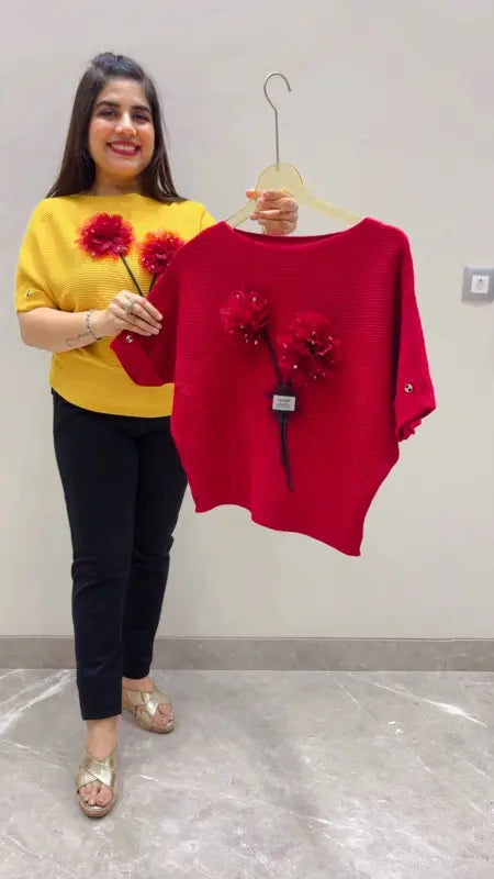 BEAUTIFUL PREMIUM FLOWER DESIGNER T-SHIRT TOP GGR5609 Girls Glitters