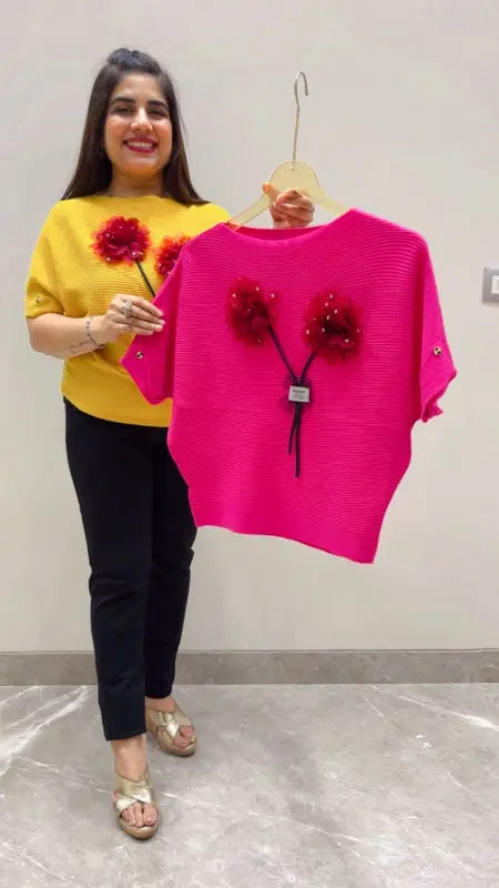 BEAUTIFUL PREMIUM FLOWER DESIGNER T-SHIRT TOP GGR5609 Girls Glitters