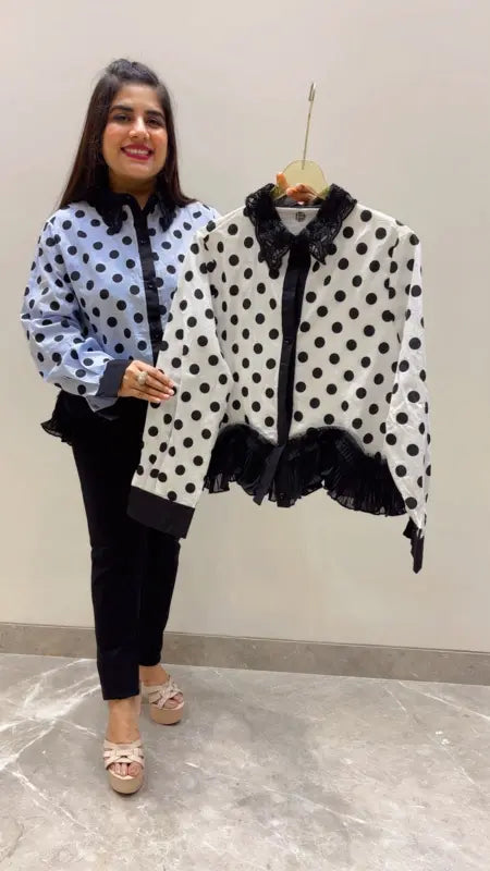 BEAUTIFUL POLKA SHIRT WITH BEAUTIFUL COLLAR GGR5610 Girls Glitters