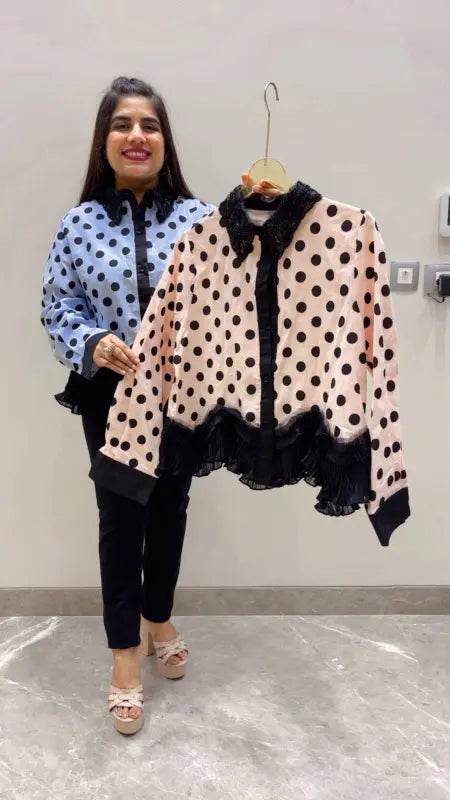 BEAUTIFUL POLKA SHIRT WITH BEAUTIFUL COLLAR GGR5610 Girls Glitters