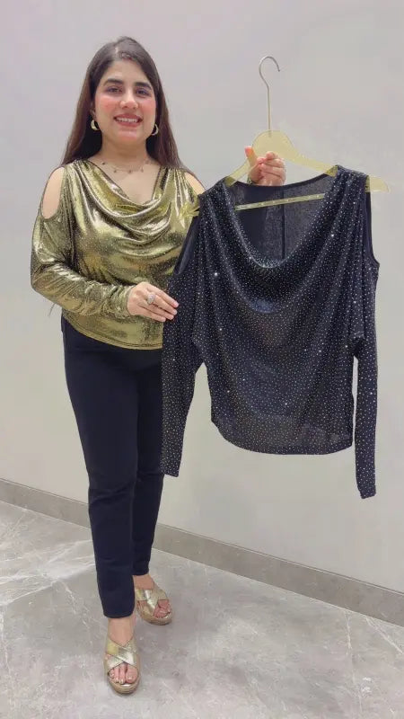 BEAUTIFUL PREMIUM COLD SHOULDER TOP GGR5615 Girls Glitters