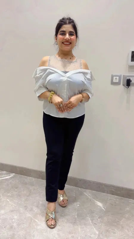 BEAUTIFUL PREMIUM COLD SHOULDER TOP GGR5628 Girls Glitters