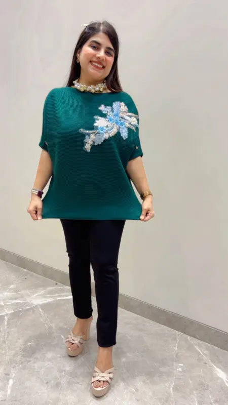 BEAUTIFUL PREMIUM FLOWER DESIGNER T-SHIRT TOP GGR5644 Girls Glitters