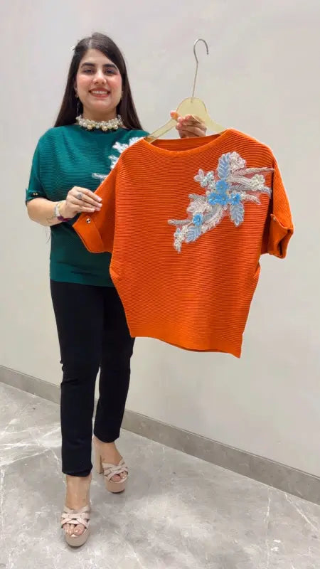 BEAUTIFUL PREMIUM FLOWER DESIGNER T-SHIRT TOP GGR5644 Girls Glitters