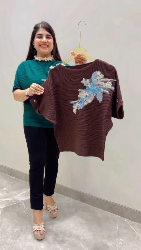 BEAUTIFUL PREMIUM FLOWER DESIGNER T-SHIRT TOP GGR5644 Girls Glitters