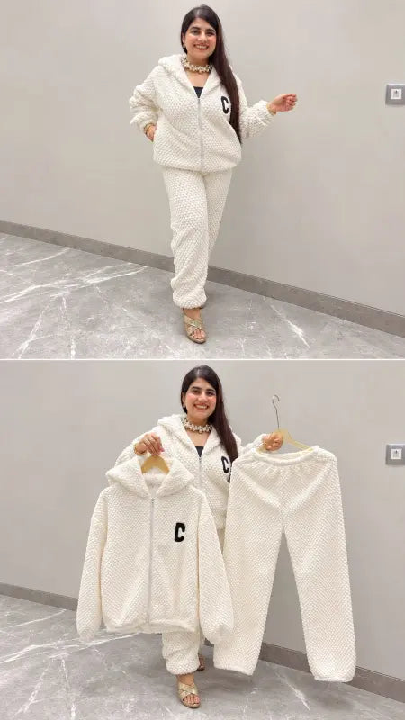 BEAUTIFUL PREMIUM WOOLEN HUDDIE NIGHT SUIT CORD SET GGR5647 Girls Glitters