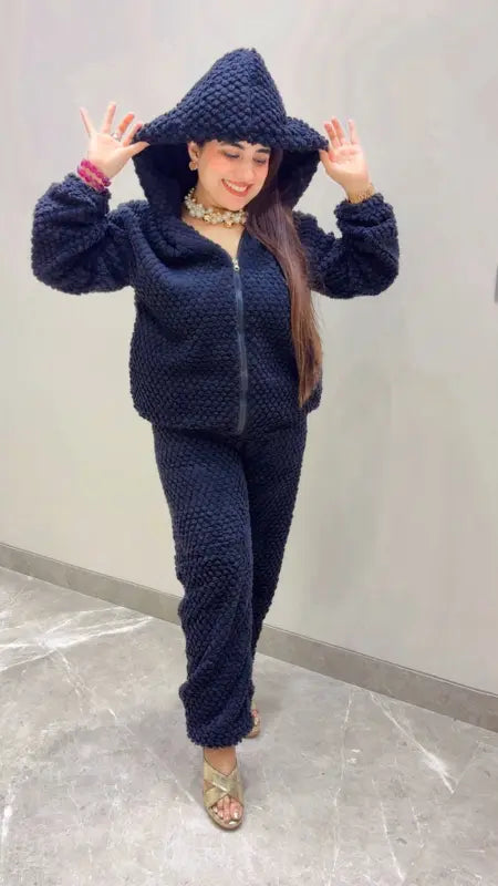 BEAUTIFUL PREMIUM WOOLEN HUDDIE NIGHT SUIT CORD SET GGR5647 Girls Glitters