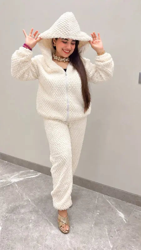 BEAUTIFUL PREMIUM WOOLEN HUDDIE NIGHT SUIT CORD SET GGR5647 Girls Glitters