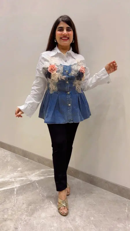 PREMIUM DENIM STYLE SHIRT GGR5654 Girls Glitters