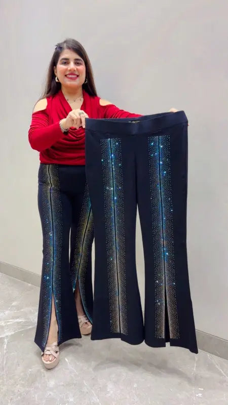 BEAUTIFUL SWAROVSKI FRONT SLIT BOTTOM JEGGING GGR5657 Girls Glitters
