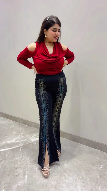 BEAUTIFUL SWAROVSKI FRONT SLIT BOTTOM JEGGING GGR5657 Girls Glitters