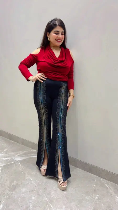 BEAUTIFUL SWAROVSKI FRONT SLIT BOTTOM JEGGING GGR5657 Girls Glitters