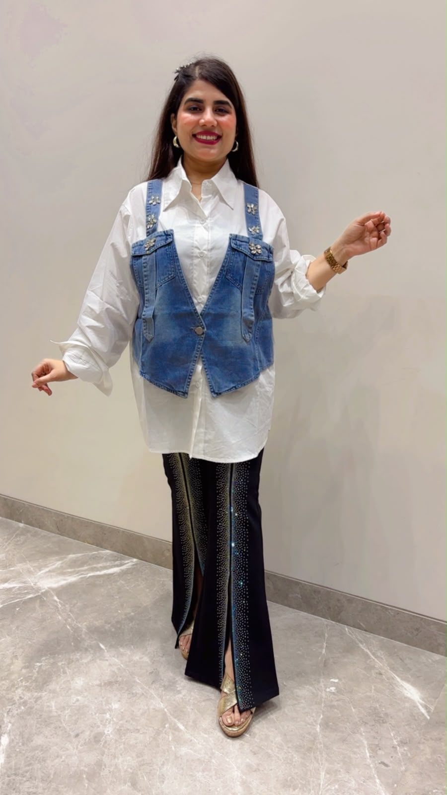 BEAUTIFUL PREMIUM COTTON DENIM SHIRT GGR5660 Girls Glitters