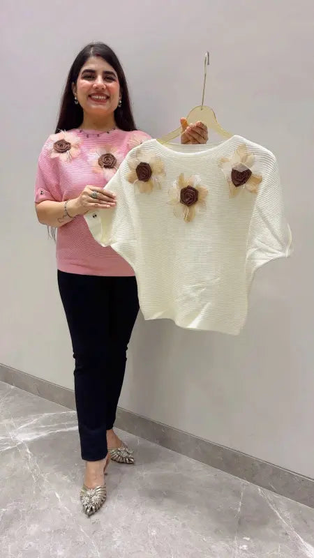 BEAUTIFUL PREMIUM FLOWER DESIGNER T-SHIRT TOP GGR5678 Girls Glitters