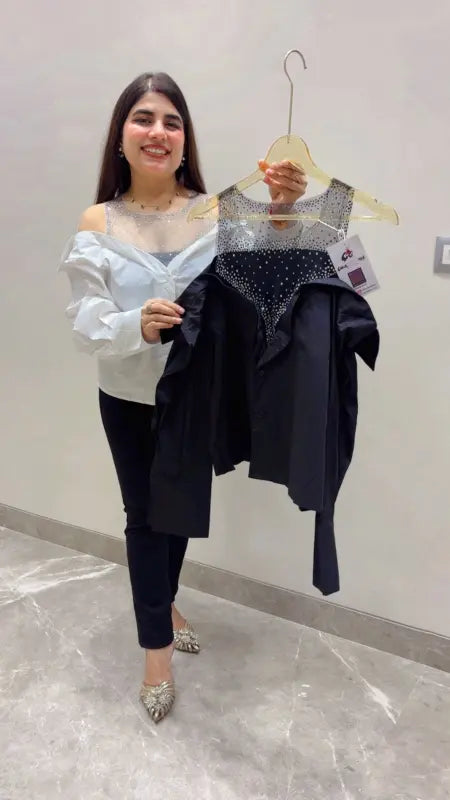 BEAUTIFUL PREMIUM COLD SHOULDER SHIRT STYLE TOP GGR5677 Girls Glitters