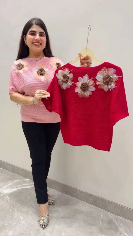 BEAUTIFUL PREMIUM FLOWER DESIGNER T-SHIRT TOP GGR5678 Girls Glitters