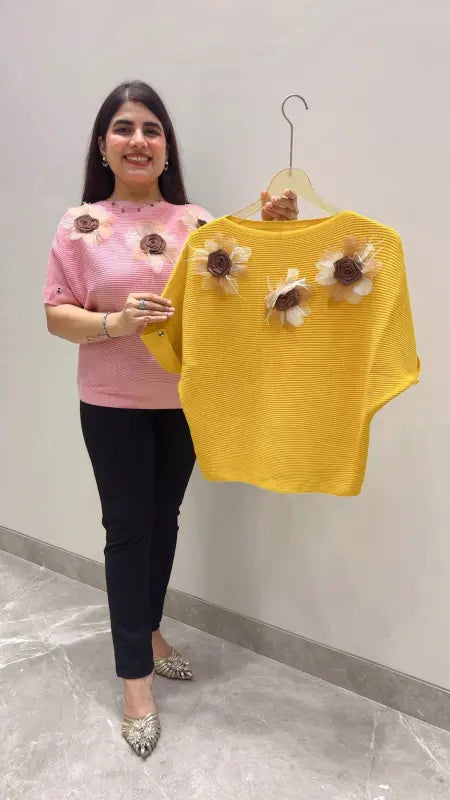 BEAUTIFUL PREMIUM FLOWER DESIGNER T-SHIRT TOP GGR5678 Girls Glitters