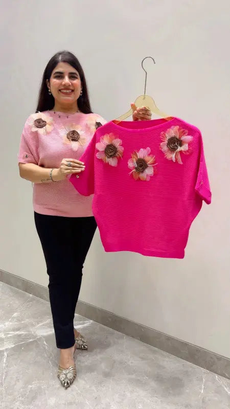 BEAUTIFUL PREMIUM FLOWER DESIGNER T-SHIRT TOP GGR5678 Girls Glitters