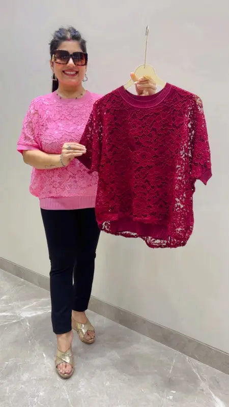 PREMIUM FLORAL LACE KNIT TOP GGR5698 Girls Glitters