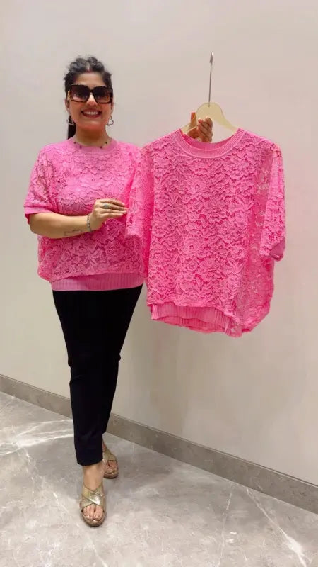 PREMIUM FLORAL LACE KNIT TOP GGR5698 Girls Glitters