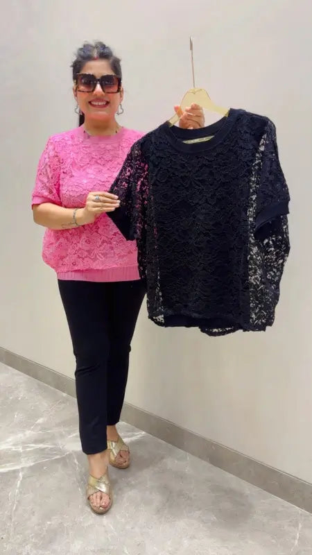 PREMIUM FLORAL LACE KNIT TOP GGR5698 Girls Glitters