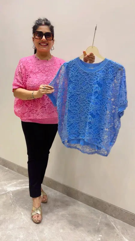 PREMIUM FLORAL LACE KNIT TOP GGR5698 Girls Glitters