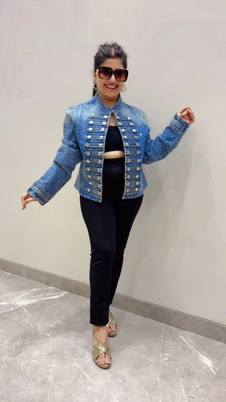 BEAUTIFUL BUTTON STYLE DENIM JACKET GGR5700 Girls Glitters