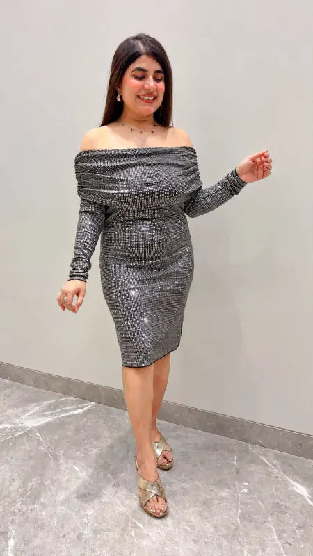 BEAUTIFUL PREMIUM PARTY WEAR OFF SHOULDER DRESS GGR5702 Girls Glitters