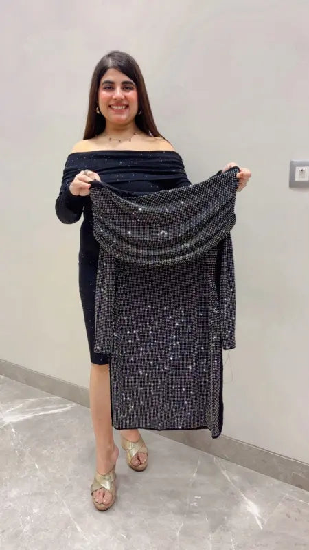 BEAUTIFUL PREMIUM PARTY WEAR OFF SHOULDER DRESS GGR5702 Girls Glitters