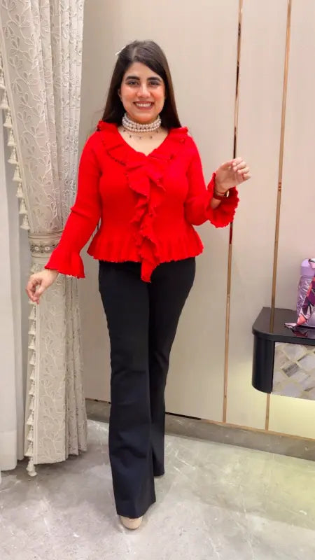 BEAUTIFUL REFFLE BELL SLEEVES STYLE TOP GGR5718 Girls Glitters