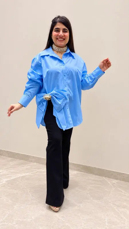BEAUTIFUL IMPORTED SHIRT WITH KNOT STYLE GGR5719 Girls Glitters