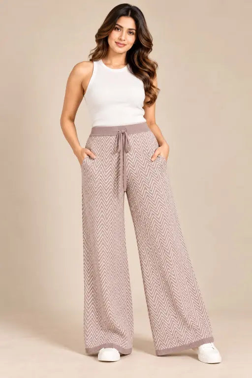 BEAUTIFUL CHEVRON PATTERN WIDE LEG PANTS GGR5726 Girls Glitters