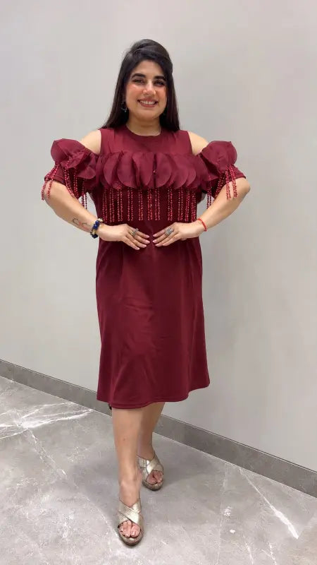 BEAUTIFUL PREMIUM COLD SHOULDER DRESS GGR5737 Girls Glitters