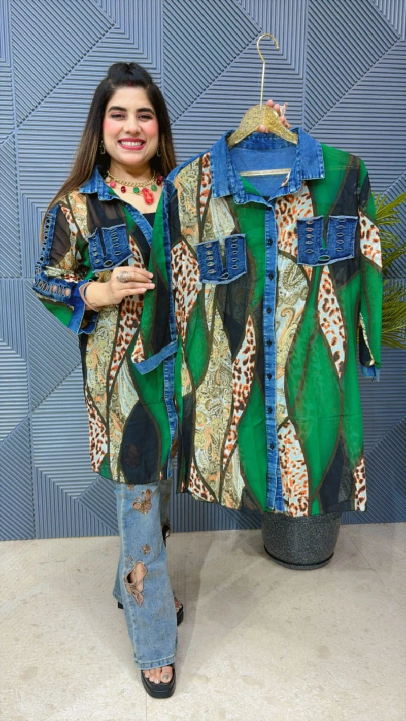 BEAUTFUL SHIRT WITH DENIM COLLAR GGR1349