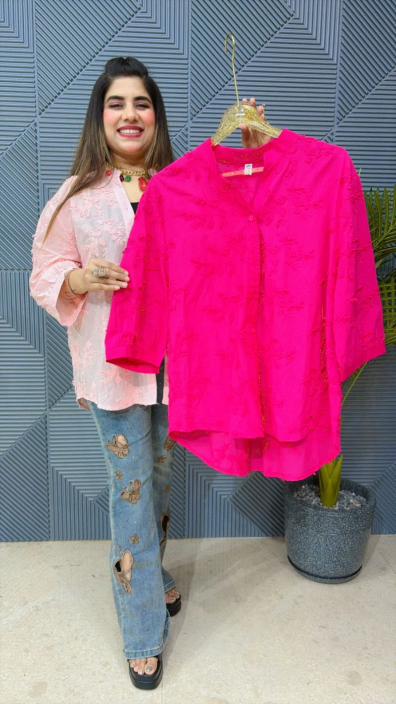 BEAUTIFUL COTTON SHIRT IN 3D FLOWER GGR1351