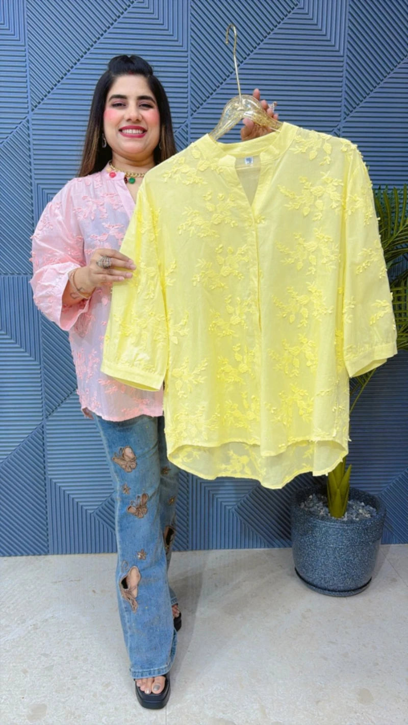 BEAUTIFUL COTTON SHIRT IN 3D FLOWER GGR1351