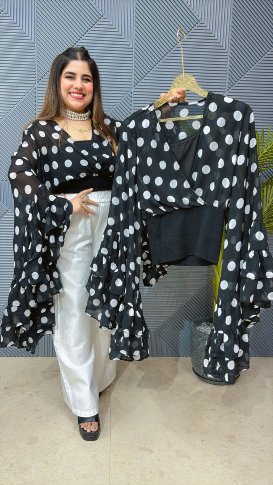 POLKA TOP WITH SPAGHETTI GGR1362